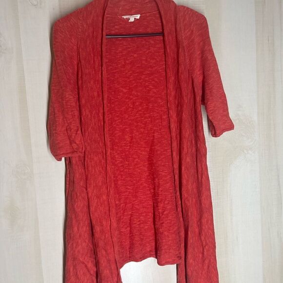 Eileen Fisher Red Linen Blend Open Front Cardigan 3/4 Sleeve Casual Medium - Picture 11 of 14